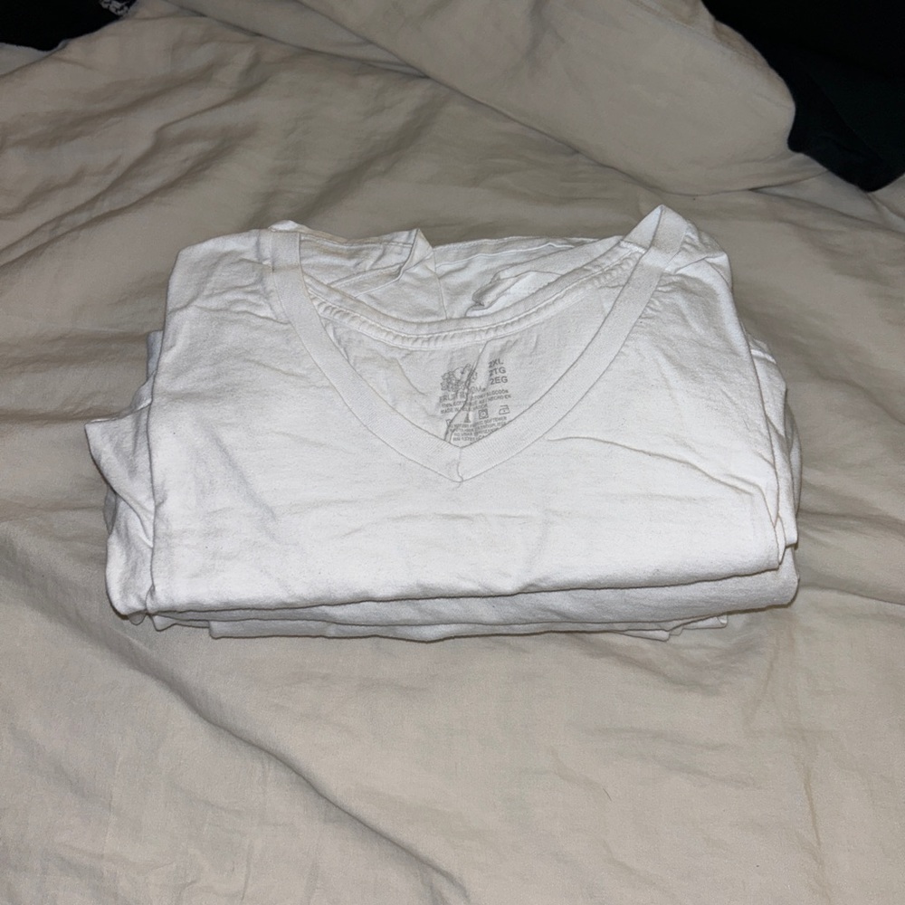 (6) white v-neck T-shirt’s